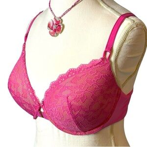 SOMA Bra Embraceable PushUp Front-Close Padded Underwire Lace Pink 38DD/38E